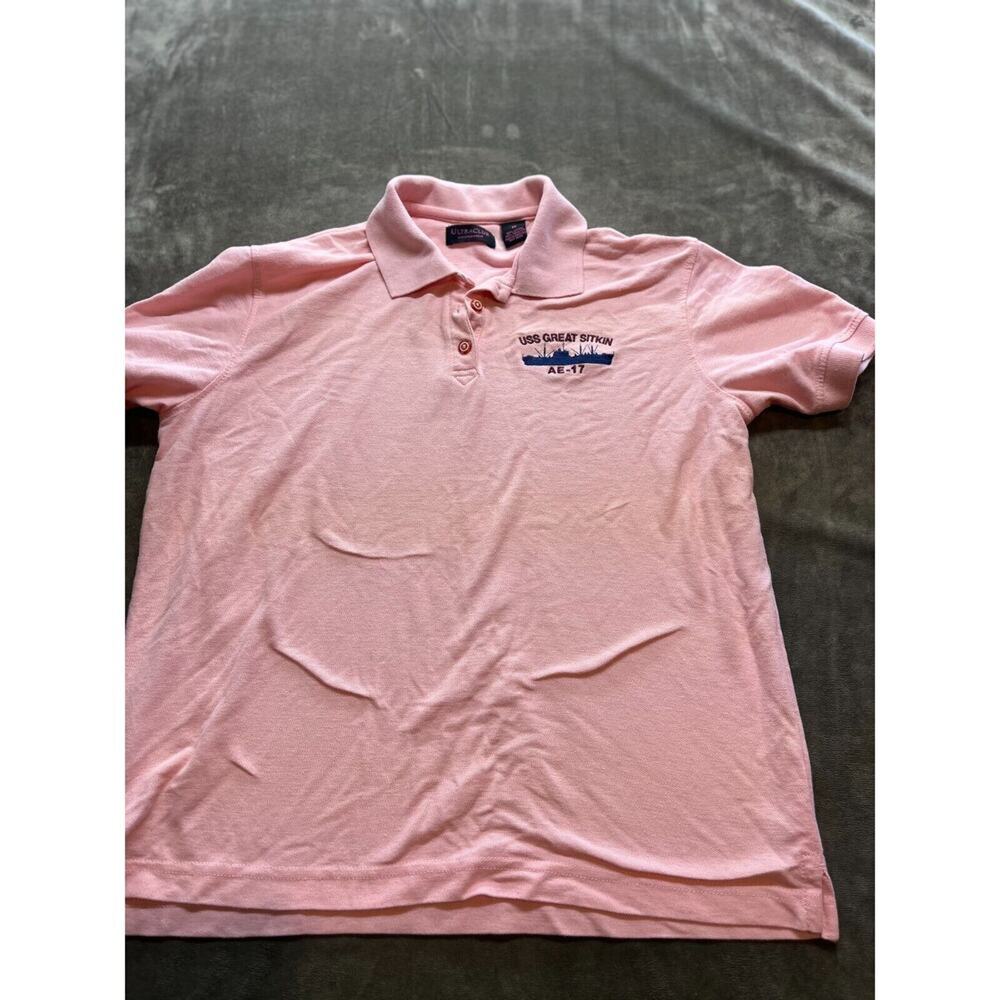 USS GREAT SITKIN Pink Medium‎ Polo Shirt Ultra Club